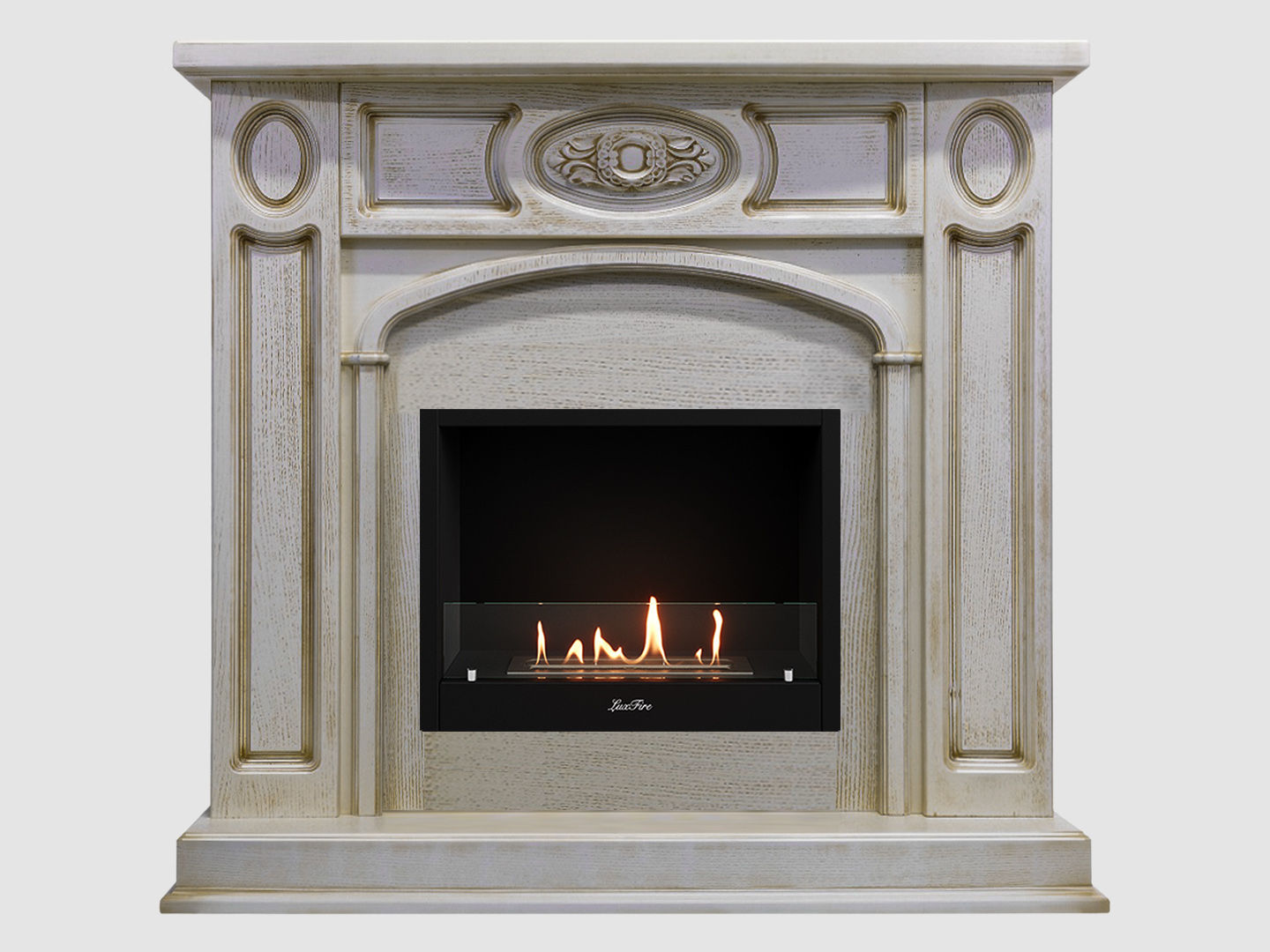 Каминный портал МДФ "Флоренция 1400" с биокамином Lux Fire "Фаер Бокс 1 - 30" (бежевый) по цене 80 400 руб.