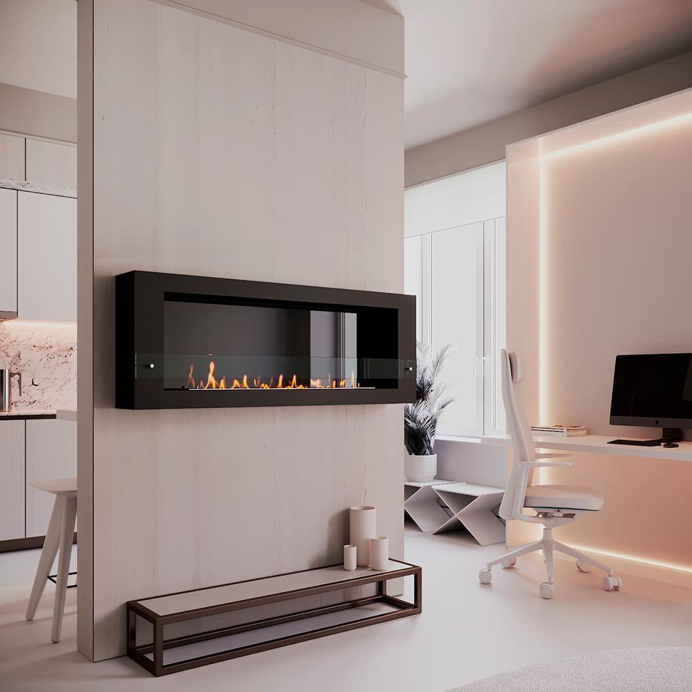 Биокамин SteelHeat WALL LONG 1500 черный, стемалит по цене 72 030 руб.