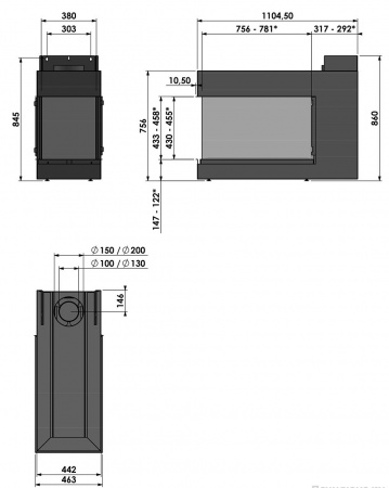 Газовый камин BellFires Room Divider Medium 3 Газовый камин BellFires Room Divider Medium 3